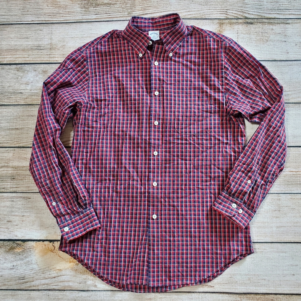 Brooks Brothers Red & Navy Plaid Buttondown Shirt